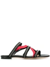 ALEXANDER MCQUEEN SUEDE AND NAPPA LEATHER CAGE SANDALS