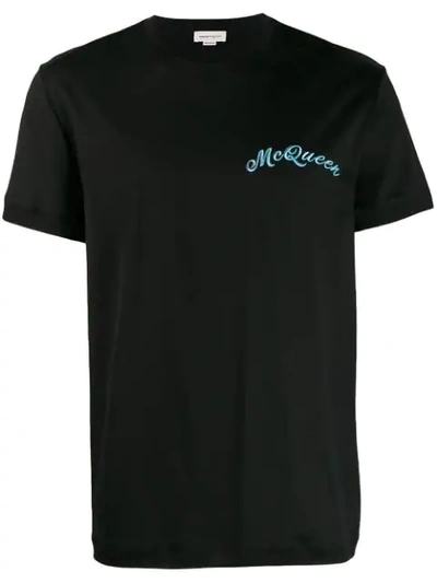 Alexander Mcqueen T-shirt With Embroidered Logo In Black