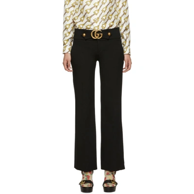 Gucci Gg Wool And Silk-blend Cady Kick-flare Trousers In Black