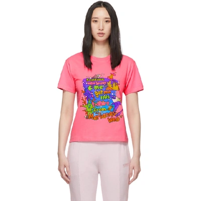 Vetements Fitted Cotton Jersey T-shirt In Pink