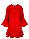 Valentino Ruffled Wool And Cashmere-blend Coat In Red