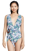 PATBO FLORAL PLUNGE BELTED ONE PIECE