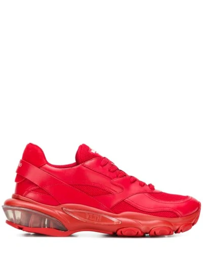 Valentino Garavani Red Leather And Mesh Bounce Trainers