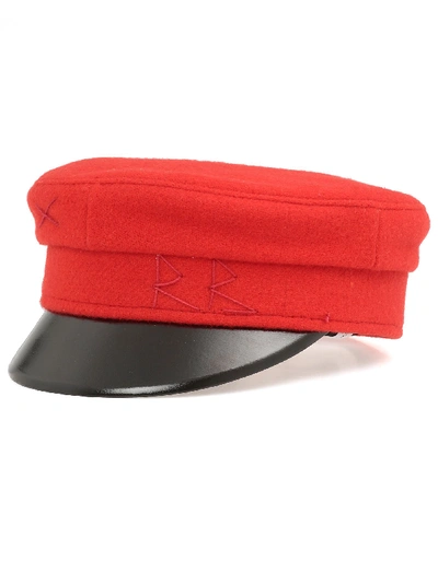 Ruslan Baginskiy Baker Boy Leather Cap In Red