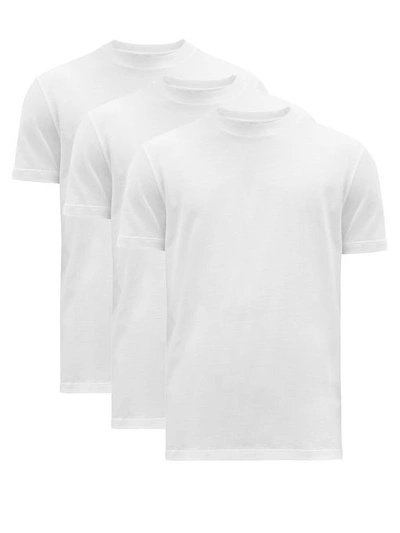 Prada Men's 3-pack Cotton Crewneck T-shirts In White