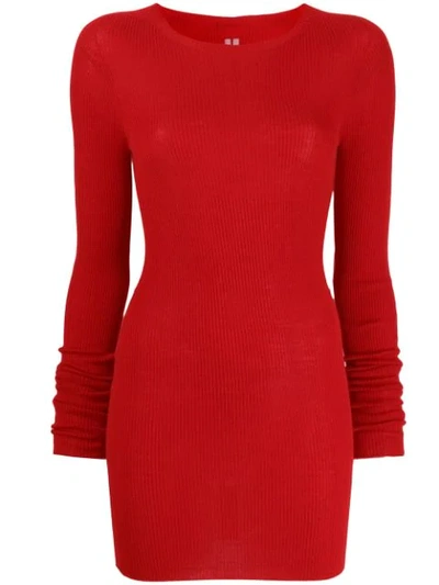 Rick Owens Ribbed Knitwear In Red Wool