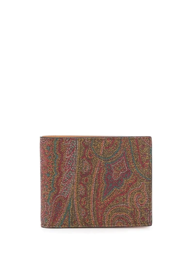 Etro Paisley Print Wallet In Brown