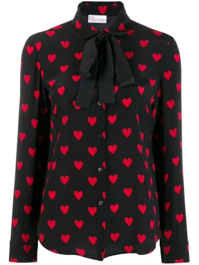 Red Valentino Heart-print Silk Shirt - 黑色 In Black