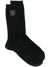 BURBERRY BURBERRY KNITTED INTARSIA RIBBED SOCKS - BLACK