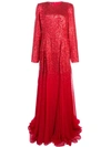 OSCAR DE LA RENTA long-sleeved gown with degradé sequins