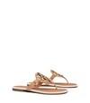 Tory Burch Miller Metal-logo Sandals, Leather In Natural Vachetta / Gold