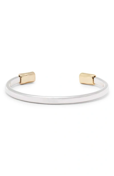Allsaints Two-tone Skinny Cuff Bracelet In Silver/gold