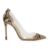 GIANVITO ROSSI GIANVITO ROSSI BLACK AND WHITE PYTHON PLEXI HEELS