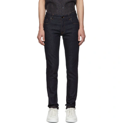 Fendi Logo Pocket Straight-leg Jeans In Blue