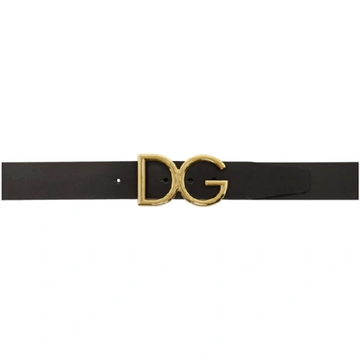 Dolce & Gabbana Men Dg Logo Leather Belt In Black
