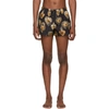 DOLCE & GABBANA DOLCE AND GABBANA BLACK AND GOLD SACRED HEART SWIM SHORTS