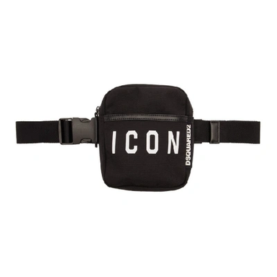 Dsquared2 Icon Mini Tech Canvas Belt Bag In Black