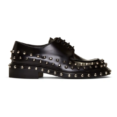 Prada Black Studded Leather Derby Shoes - 黑色 In Black