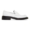 PRADA WHITE PATENT PENNY LOAFERS