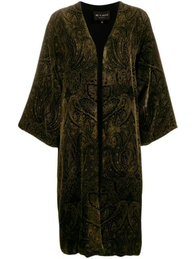 Etro Velvet Paisley Kimono - 黑色 In Black