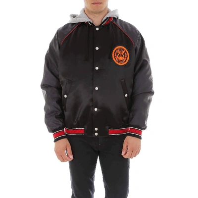 Gucci Acetate Bomber Jacket With Lyre Patch In Black