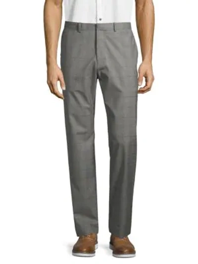 Theory Marlo Maxim Grid Check Wool Pants In Light Grey