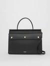 BURBERRY SMALL LEATHER TITLE BAG WITH POCKET DETAIL