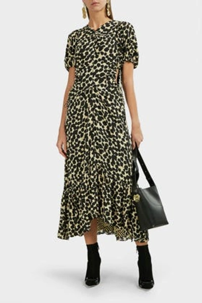 Proenza Schouler Polka-dot Cinched Crepe Dress In Black And Yellow