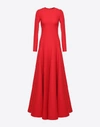Valentino Flared Wool And Silk-blend Gown In Red