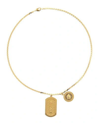 Versace Men's Logo Plate Pendant & Medusa Charm Necklace In Gold