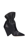 ISABEL MARANT LILEAS HIGH HEELS ANKLE BOOTS IN BLACK LEATHER,10986237