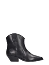 ISABEL MARANT DEWINA TEXAN ANKLE BOOTS IN BLACK LEATHER,10986233