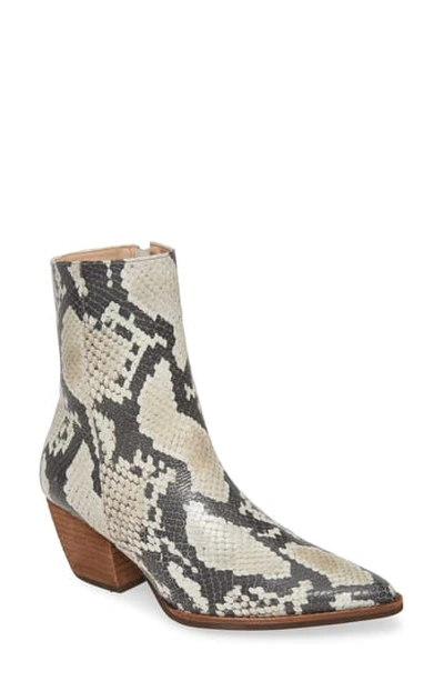 Matisse Caty Western Pointy Toe Bootie In Natural Snake Print Leather