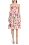 DOLCE & GABBANA LILY PRINT SILK ORGANZA FIT & FLARE DRESS,F6D4STHHMQS