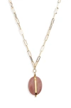 Isabel Marant Pendant  Rectangle Chain Necklace In Rosewood