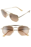 RAY BAN 52MM AVIATOR SUNGLASSES - GOLD/ BROWN GRADIENT,RB3648M52-Y
