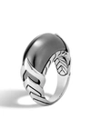 JOHN HARDY LEGENDS NAGA HEMATITE RING,RBS601491HEX6