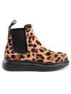 Alexander Mcqueen Leopard Calf Hair Chelsea Boots In Leopard/black