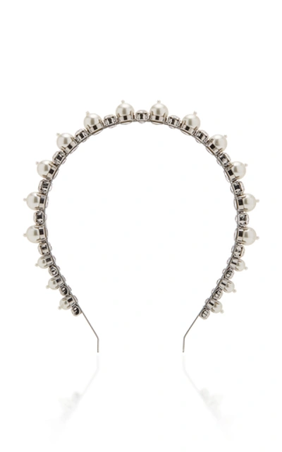 Simone Rocha Faux Pearl, Crystal And Silver-tone Headband