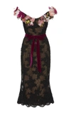 MARCHESA FLORAL-EMBROIDERED LACE COCKTAIL DRESS,M28919