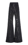 ALEXIS SILVESTRO SEQUINED EMBROIDERED CREPE FLARED PANTS,762592
