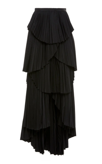 Amur Ophelia Pleated Tier Maxi Skirt In Black