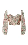 AMUR HELENA FLORAL-PATTERNED SILK CROP TOP,762872