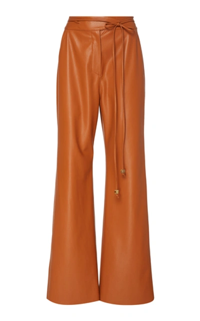 Nanushka Chimo Vegan Leather Straight-leg Pants In Orange