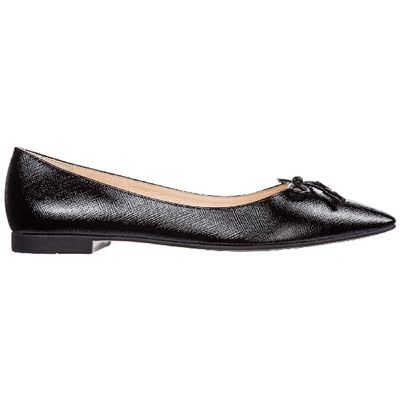 Prada Women's Leather Ballet Flats Ballerinas In Black