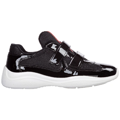 Prada Women's Shoes Leather Trainers Sneakers America S Cup In Black