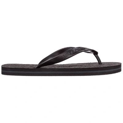 Emporio Armani Men's Rubber Flip Flops Sandals In Black