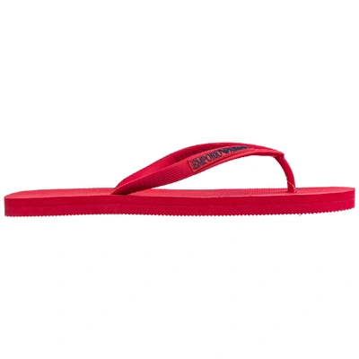 Emporio Armani Men's Rubber Flip Flops Sandals In Red