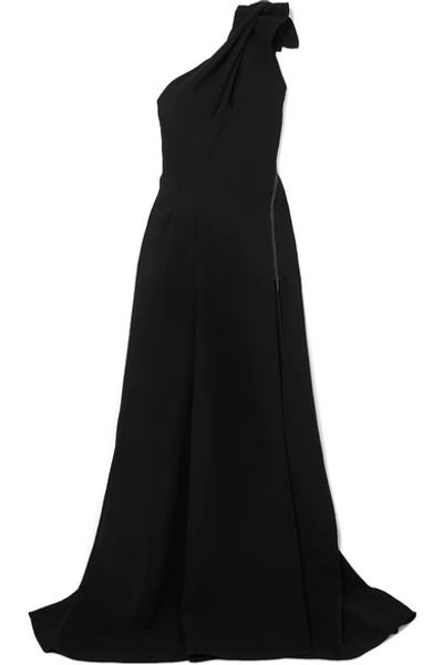 Maticevski Accompany Asymmetric Floor-length Crepe Gown In Black