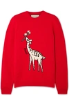 GUCCI EMBROIDERED INTARSIA WOOL SWEATER